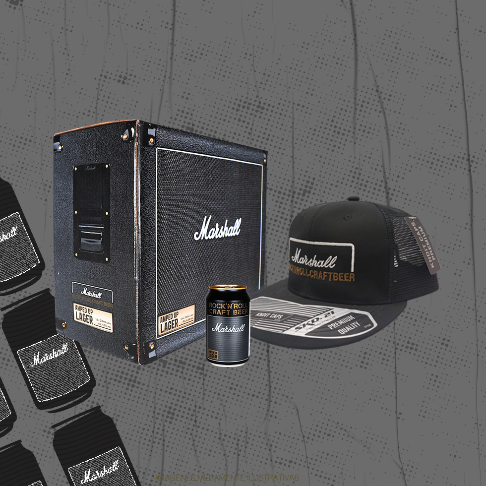 Gift Pack Amped Up Lager 16 Latas + Gorra Marshall Beer