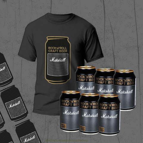 Six de Amped Up Lager + Playera Marshall